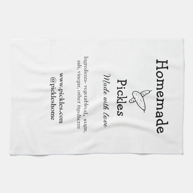 Homemade pickles made with love add text website kitchen towel (Horizontal)