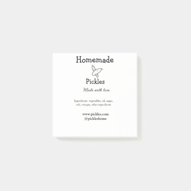 Homemade pickles made with love add text website post-it notes (Front)