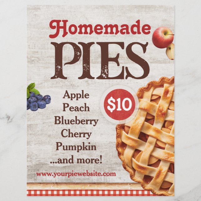 Homemade Pies Menu Flyer Template (Front)
