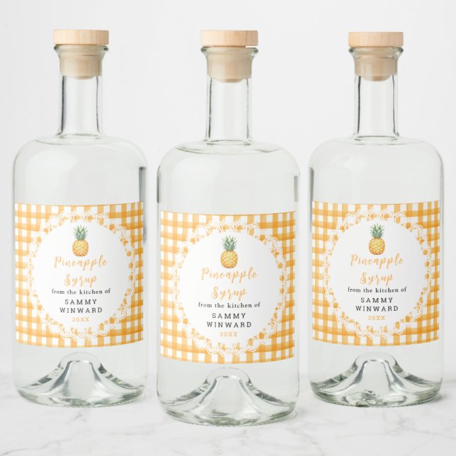Homemade Pineapple Syrup Bottle Label (Bottles)