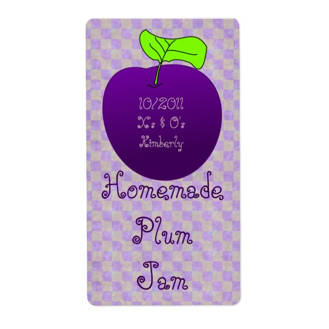 Homemade Plum Jam Jar Label (Customize) (Front)
