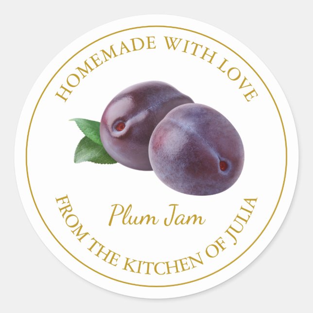 Homemade Plum Jam Label | White (Front)