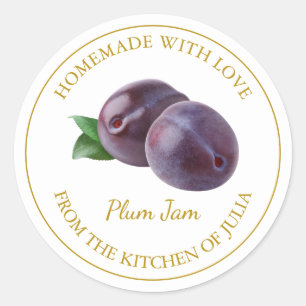 Homemade Plum Jam Label   White