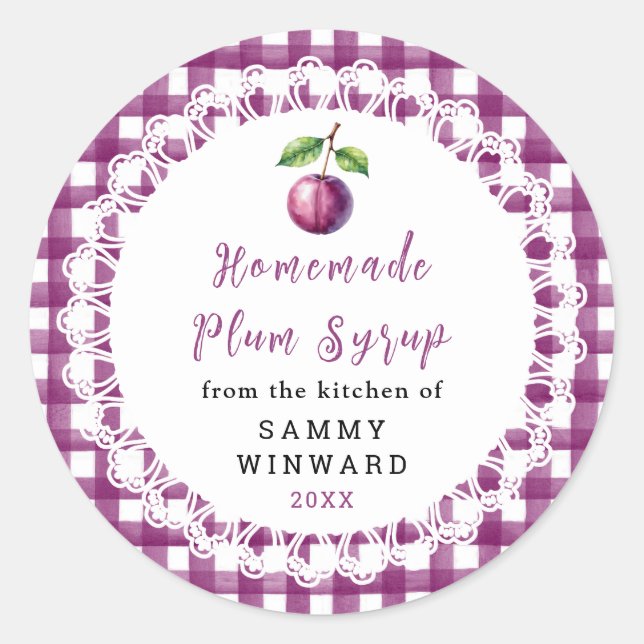 Homemade Plum Syrup Bottle Label (Front)