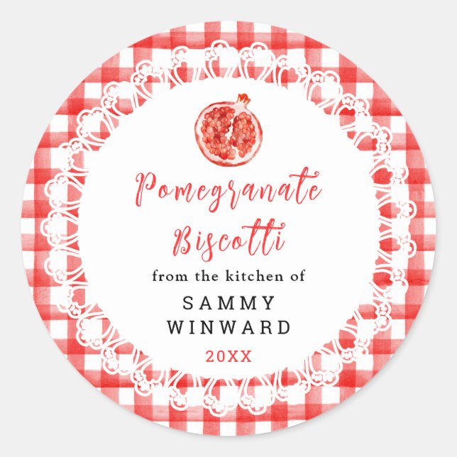 Homemade Pomegranate Biscotti Label (Front)