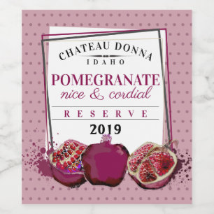 Homemade pomegranate cordial wine personalized wine label