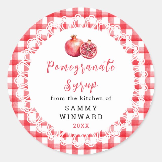Homemade Pomegranate Syrup Bottle Label (Front)