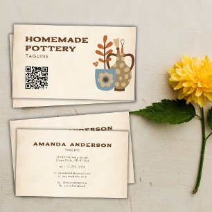 Homemade Pottery Ceramic Art Sculpt Clay Qr Code Business Card