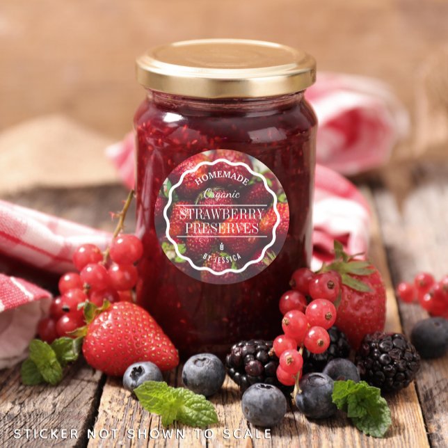 Homemade Preserves Strawberry Jam Kitchen Classic Round Sticker (Creator Uploaded)