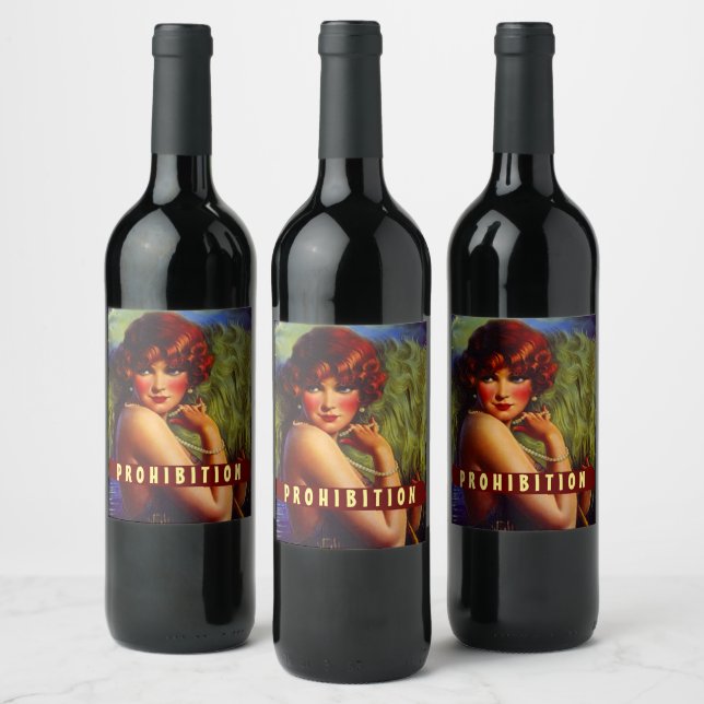 Homemade Prohibition Flapper Era Beach Wine Vino   Wine Label (Bottles)