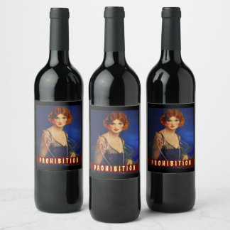Homemade Prohibition Redhead Flapper Pearls Wine Label