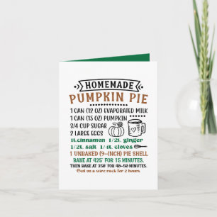 Homemade pumpkin pie recipe customizable holiday card