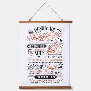 Homemade Pumpkin Pie Recipe Farmhouse Hanging Tapestry