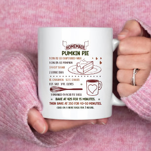 Homemade Pumpkin Pie Recipe Holiday Gift Coffee Mug