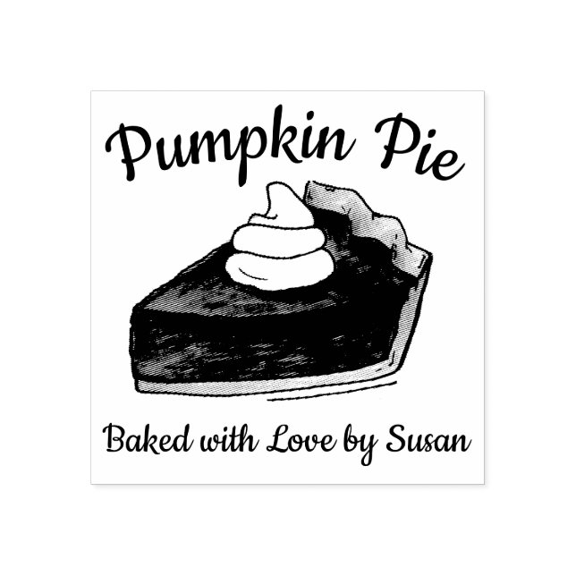 Homemade Pumpkin Pie Slice Baked With Love Bakery Rubber Stamp (Imprint)