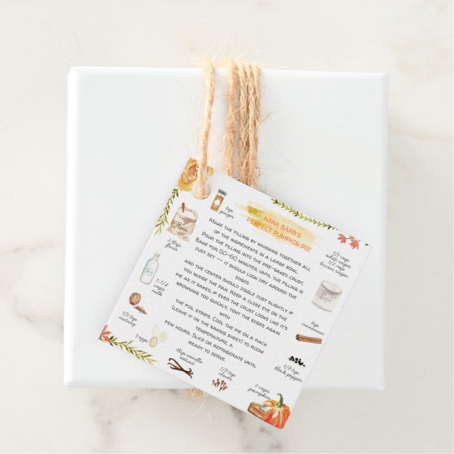 Homemade Pumpkin Pie | Thanksgiving Favour Tag (In Situ)
