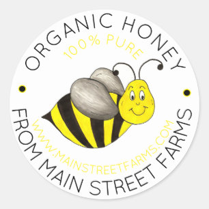 Homemade Pure Organic Honey Bee Made with Love By Classic Round Sticker