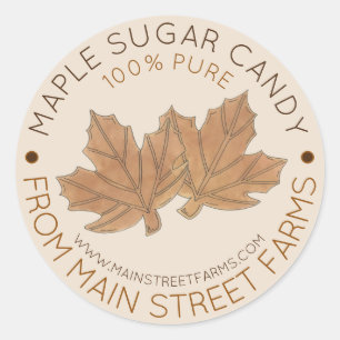 Homemade Pure Organic Maple Sugar Candy Vermont Classic Round Sticker