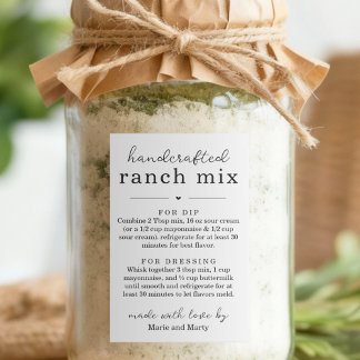 Homemade Ranch Mix Gift Labels