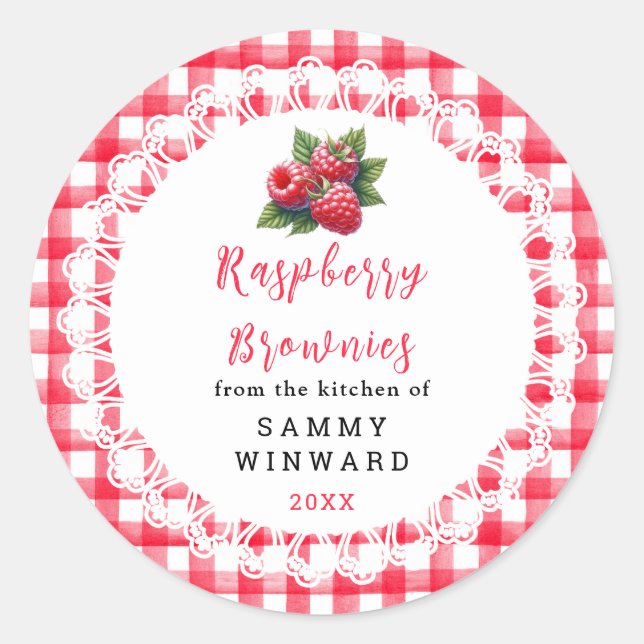 Homemade Raspberry Brownies Label (Front)
