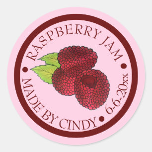 Homemade Raspberry Jam Jelly Preserves Canned By Classic Round Sticker