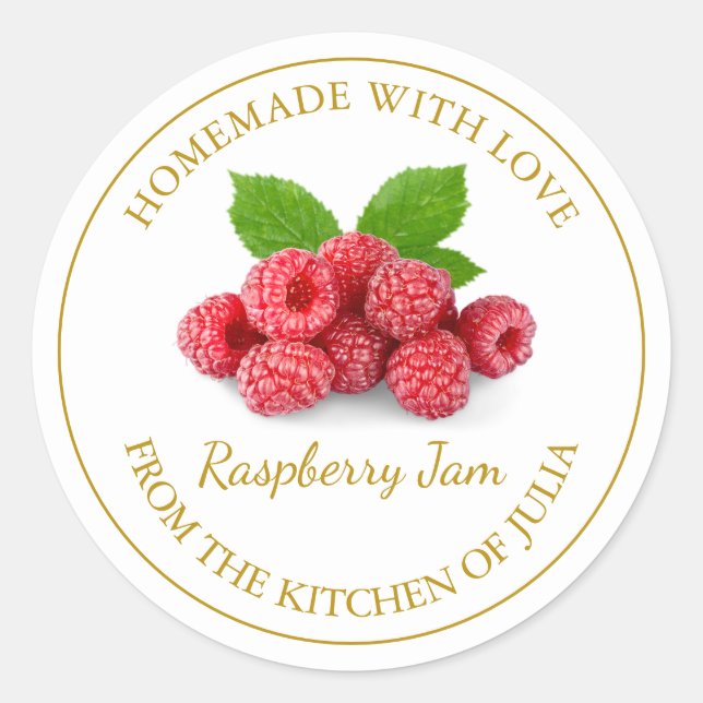 Homemade Raspberry Jam Label | White (Front)