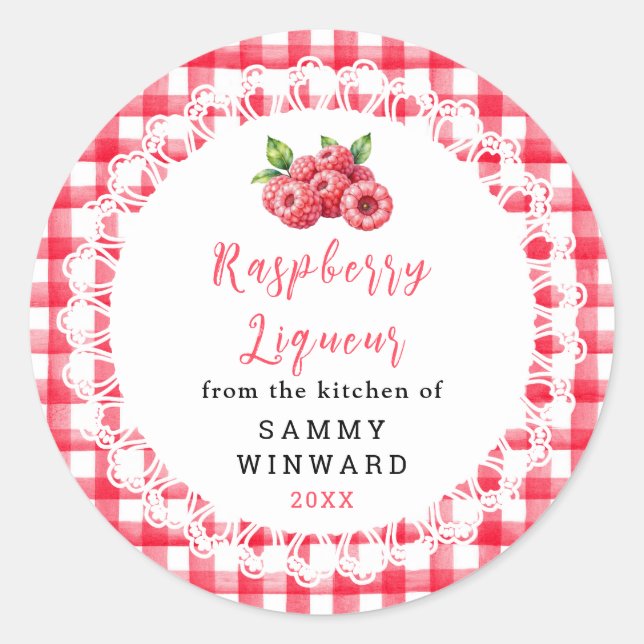 Homemade Raspberry Liqueur Bottle Label (Front)