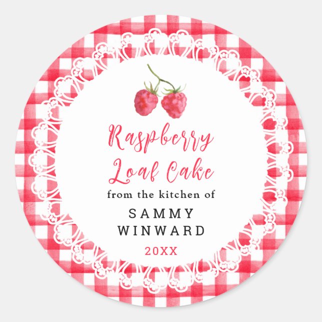 Homemade Raspberry Loaf Cake Label (Front)