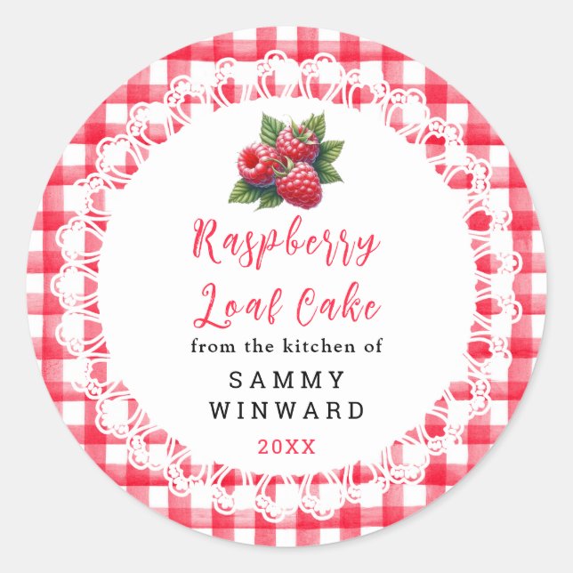 Homemade Raspberry Loaf Cake Label (Front)