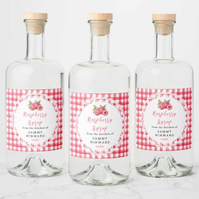 Homemade Raspberry Syrup Bottle Label (Bottles)