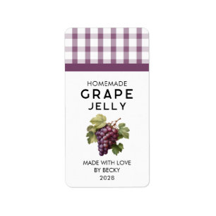Homemade red grape jelly preserve label