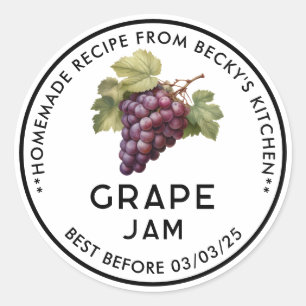 Homemade Red Grapes jam canning label
