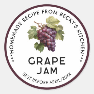 Homemade Red Grapes Jam Pantry Labels