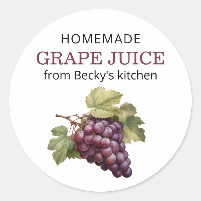 Homemade Red Grapes juice canning label (Front)