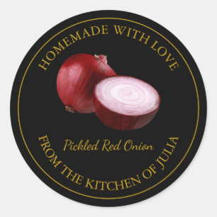 Homemade Red Onion Pickle Label Black