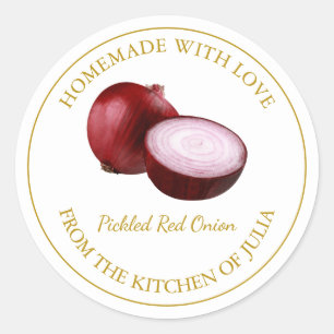 Homemade Red Onion Pickle Label White