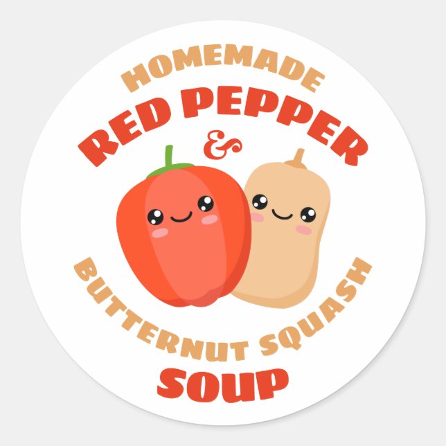 Homemade Red Pepper and Butternut Squash Soup Classic Round Sticker (Front)