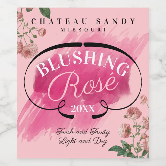 Homemade rose wine roses personalized wine label (Single Label)