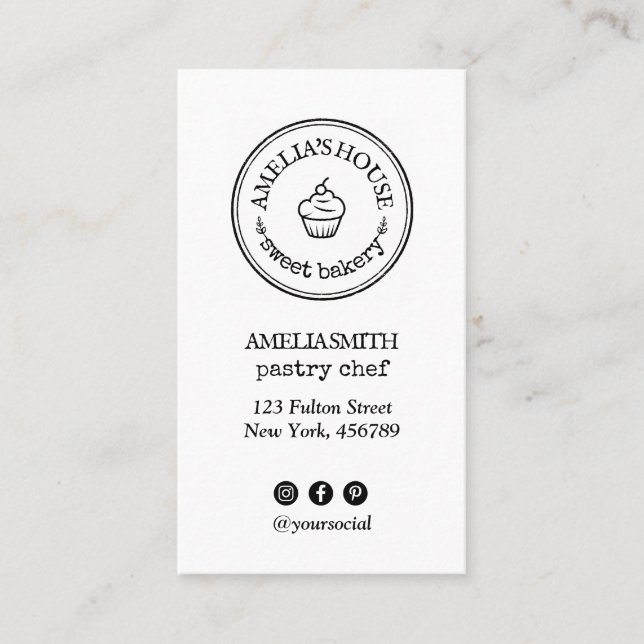 Homemade rustic logo custom social simple business card (Front)