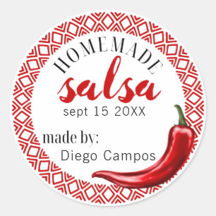 Homemade Salsa Canning Label Tomatos Chili Pepper