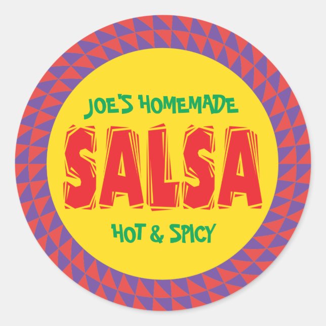 Homemade Salsa colourful canning jar label (Front)