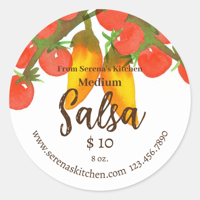 Homemade Salsa Label Tomatoes Peppers Template (Front)