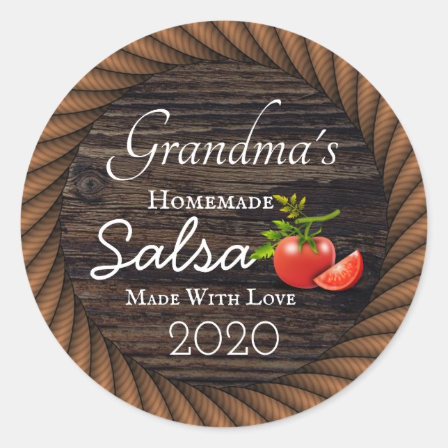 Homemade Salsa Personalized Rustic Classic Round Sticker (Front)