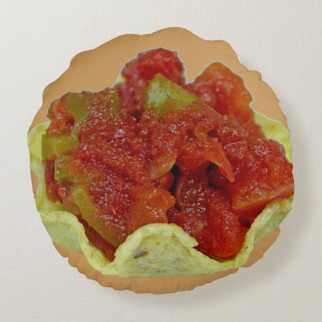 Homemade Salsa Round Pillow (Back)