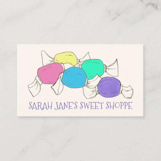 Homemade Saltwater Taffy Candy Boardwalk Sweets Business Card (Front)