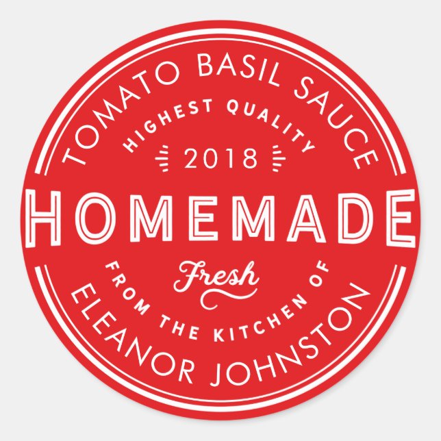 Homemade Sauce Label Custom Colour and Text (Front)