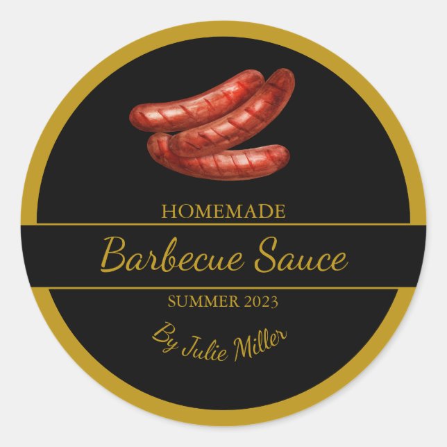 Homemade Sausages Barbecue Sauce BBQ Label (Front)
