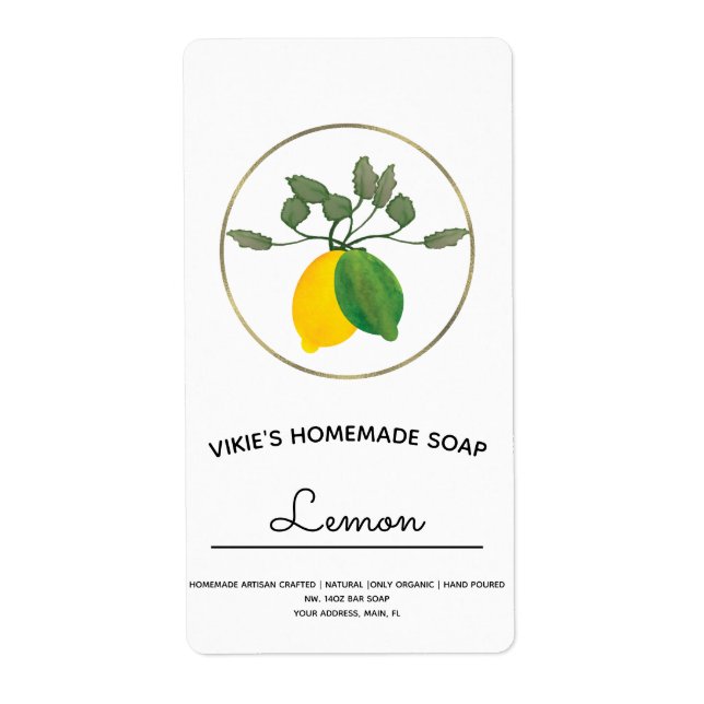 Homemade Soap Business Watercolor Lemon  (Front)