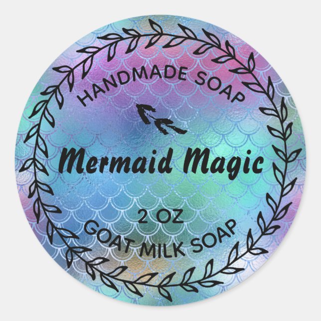 Homemade Soap Rustic Country Wreath Mermaid Magic Classic Round Sticker (Front)