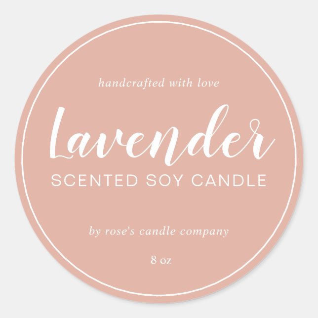 Homemade Soy Candle Chic Calligraphy Dusty Pink Classic Round Sticker (Front)